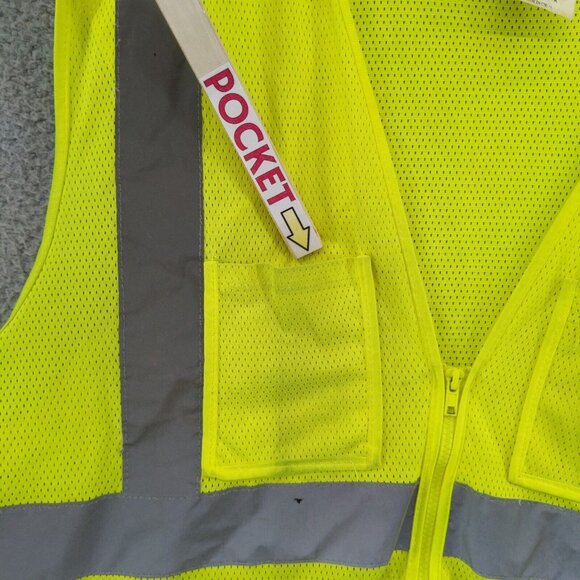 PIP Hi-Visibility Yellow Safety Vest Reflective Mesh Zip ANSI 107-2015 Type R 3X - Picture 9 of 14